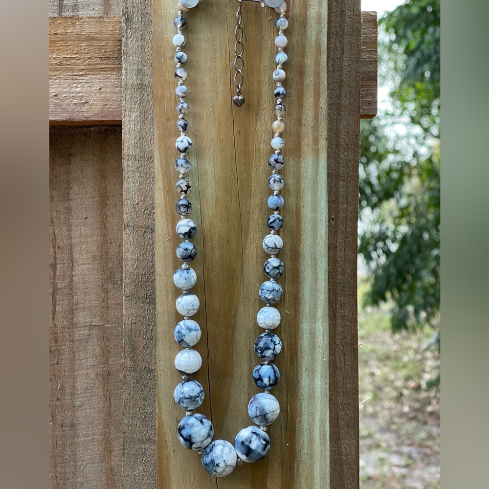 Jay King Fire Agate necklace with steeling silver closure
